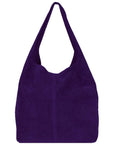 Purple Soft Suede Leather Hobo Shoulder Bag - Brix + Bailey