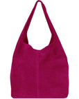 Raspberry Soft Suede Hobo Shoulder Bag - Brix + Bailey
