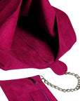 Raspberry Soft Suede Hobo Shoulder Bag - Brix + Bailey
