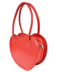 Plum Red Love Heart Leather Shoulder Bag - Removable Crossbody Strap & Zippered Closure - Stylish & Functional by Vodka Blue at brixbailey.com