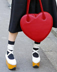 Plum Red Love Heart Leather Shoulder Bag - Removable Crossbody Strap & Zippered Closure - Genuine Leather - Stylish & Functional by Vodka Blue at brixbailey.com