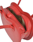 Plum Red Love Heart Leather Shoulder Bag - Removable Crossbody Strap & Zippered Closure - Genuine Leather - Stylish & Functional by Vodka Blue at brixbailey.com
