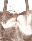 Rose Gold Metallic Leather Tote Shopper Bag - Brix + Bailey