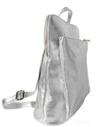 Silver Convertible Metallic Leather Pocket Backpack - Brix + Bailey