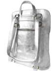 Silver Convertible Metallic Leather Pocket Backpack - Brix + Bailey
