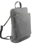 Slate Soft Pebbled Leather Pocket Backpack - Brix + Bailey