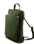 Small Olive Green Pebbled Leather Pocket Backpack - Brix + Bailey
