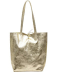 Soft Gold Metallic Leather Tote Shopper Bag - Brix + Bailey