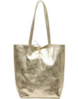 Soft Gold Metallic Leather Tote Shopper Bag - Brix + Bailey