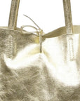 Soft Gold Metallic Leather Tote Shopper Bag - Brix + Bailey
