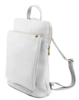 White Soft Pebbled Leather Pocket Backpack - Brix + Bailey