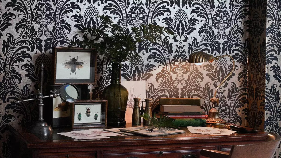 Bold botanical wallpaper and wall mural in a styled modern interior — independent designer wallpaper and wall art | Brix + Bailey