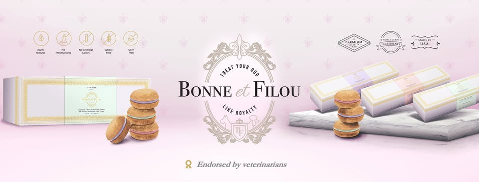 Bonne et Filou luxury French-style dog macarons — handmade natural treats in gift packaging | Brix + Bailey