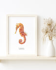 Personalised Seahorse Watercolour Fine Art Print