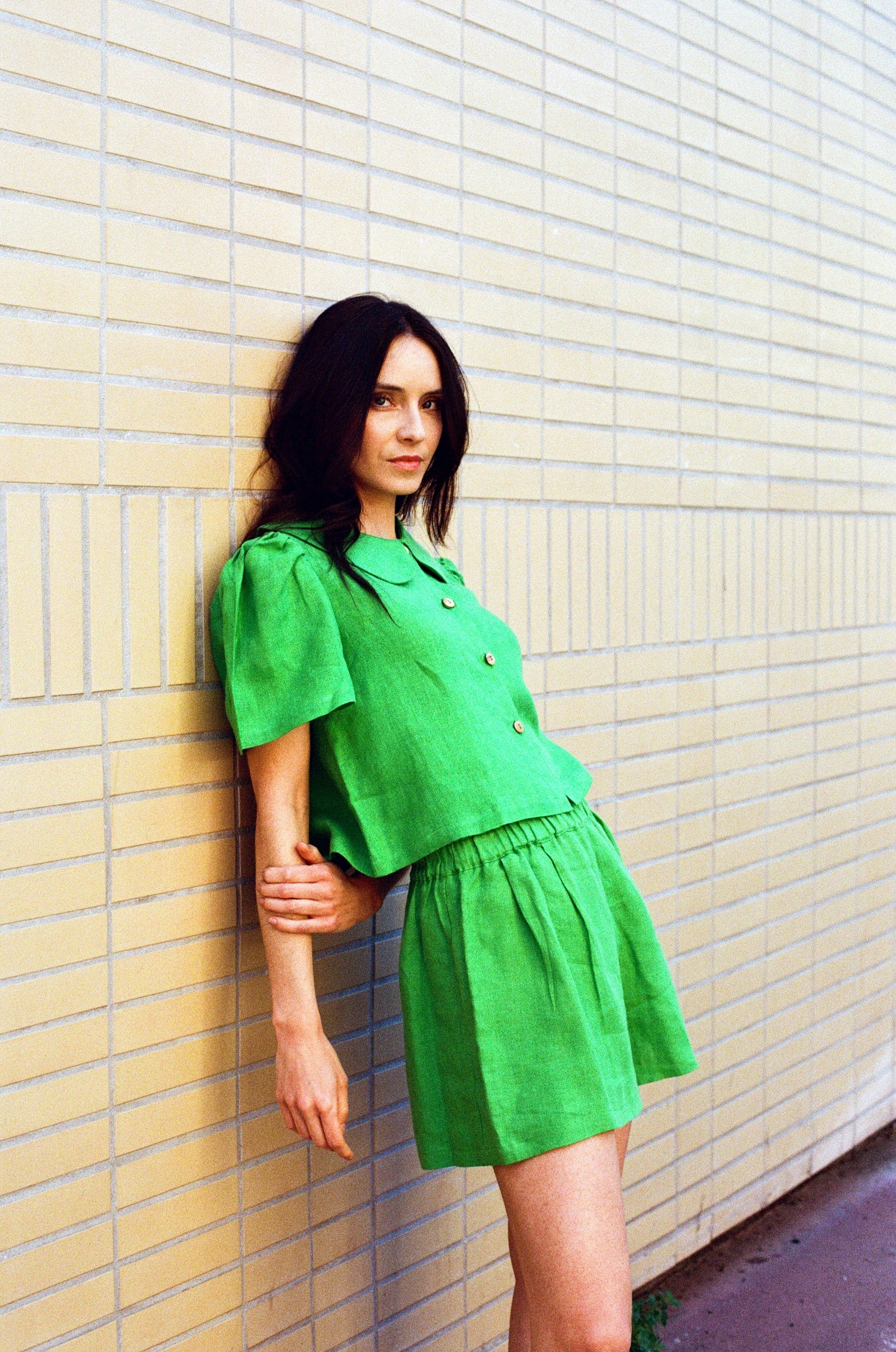 Olivia Linen Shorts - Jade - Pre-order with 8 weeks leadtime