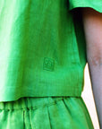 Frances Linen Cropped Blouse  - Jade - size M on pre-order for the end of September delivery