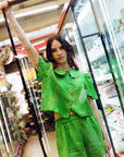 Olivia Linen Shorts - Jade - Pre-order with 8 weeks leadtime