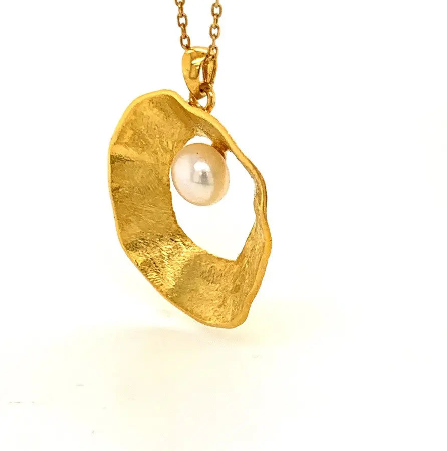 Sea &amp; Moon Medium Necklace, Sterling Silver with Gold Plate