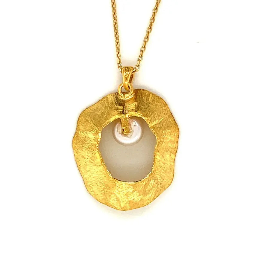Sea &amp; Moon Medium Necklace, Sterling Silver with Gold Plate