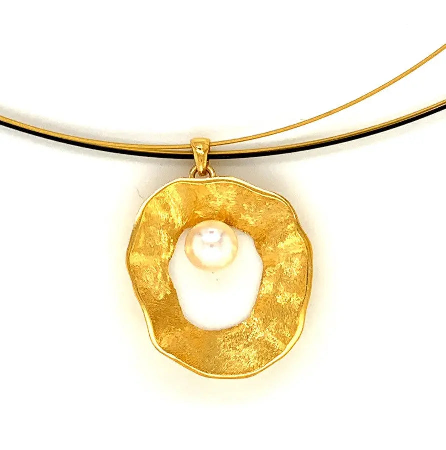 Sea &amp; Moon Medium Necklace, Sterling Silver with Gold Plate