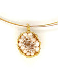 Dance of Stamens Necklace Midi, Gold plated Hollow Bezel with Fresh Water Pearls