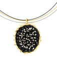 Dance of Stamens Necklace Midi, Gold Plated Hollow Bezel with Black Spinel