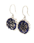 Dance of Stamens Medium Earring, Silver Hollow Bezel with Mobile Semiprecious Stones Lapis Lazouli