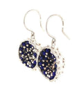 Dance of Stamens Medium Earring, Silver Hollow Bezel with Mobile Semiprecious Stones Lapis Lazouli