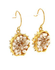 Dance of Stamens Earring Midi, Gold plated hollow bezel with fresh water baby pearls