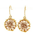 Dance of Stamens Earring Midi, Gold plated hollow bezel with fresh water baby pearls