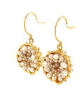 Dance of Stamens Earring Midi, Gold plated hollow bezel with fresh water baby pearls