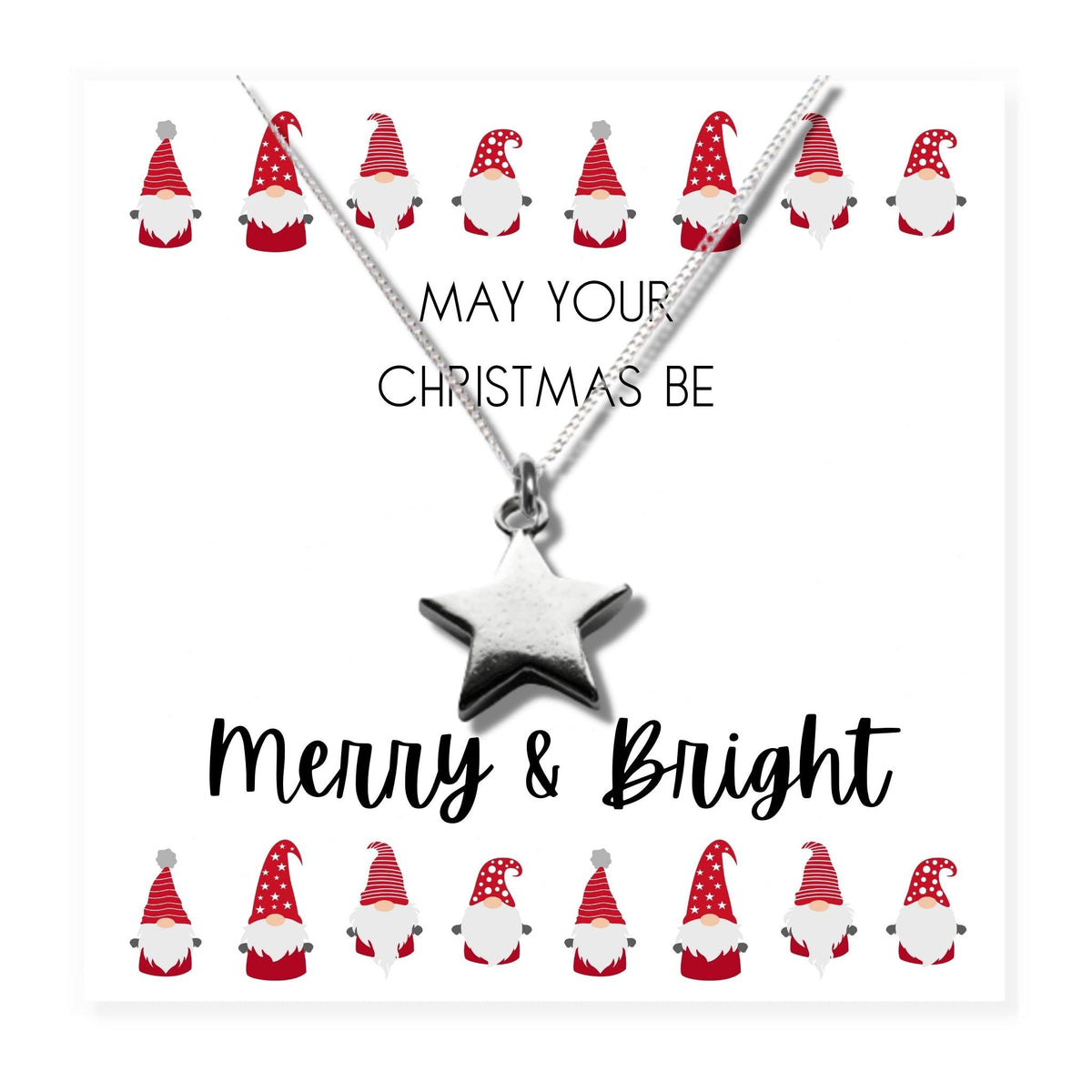 Small Merry &amp; Bright Christmas Gift Hamper Necklace, Chocolates &amp; Candle