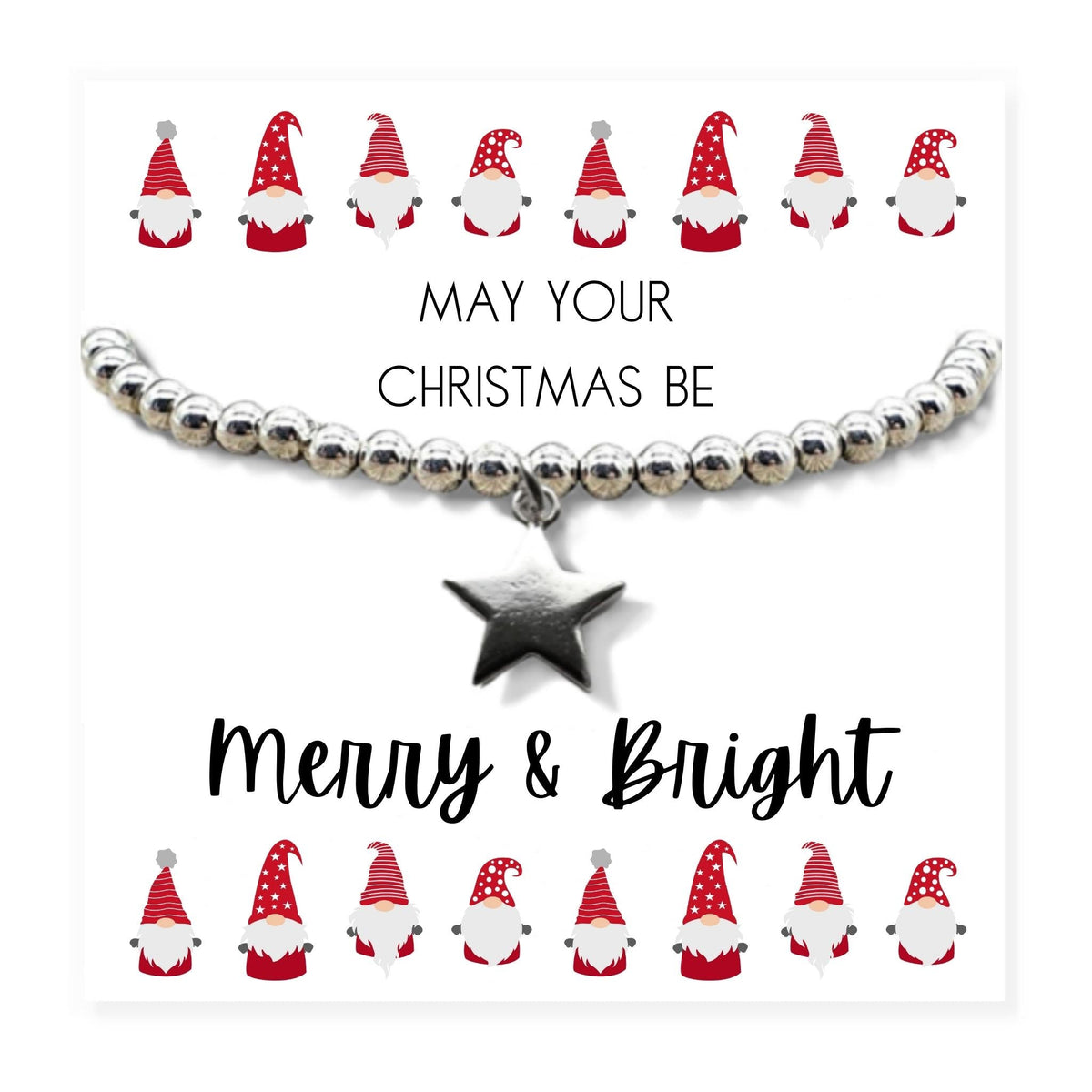 Merry &amp; Bright Christmas Gift Box, Silver Star Bracelet &amp; Chocolates
