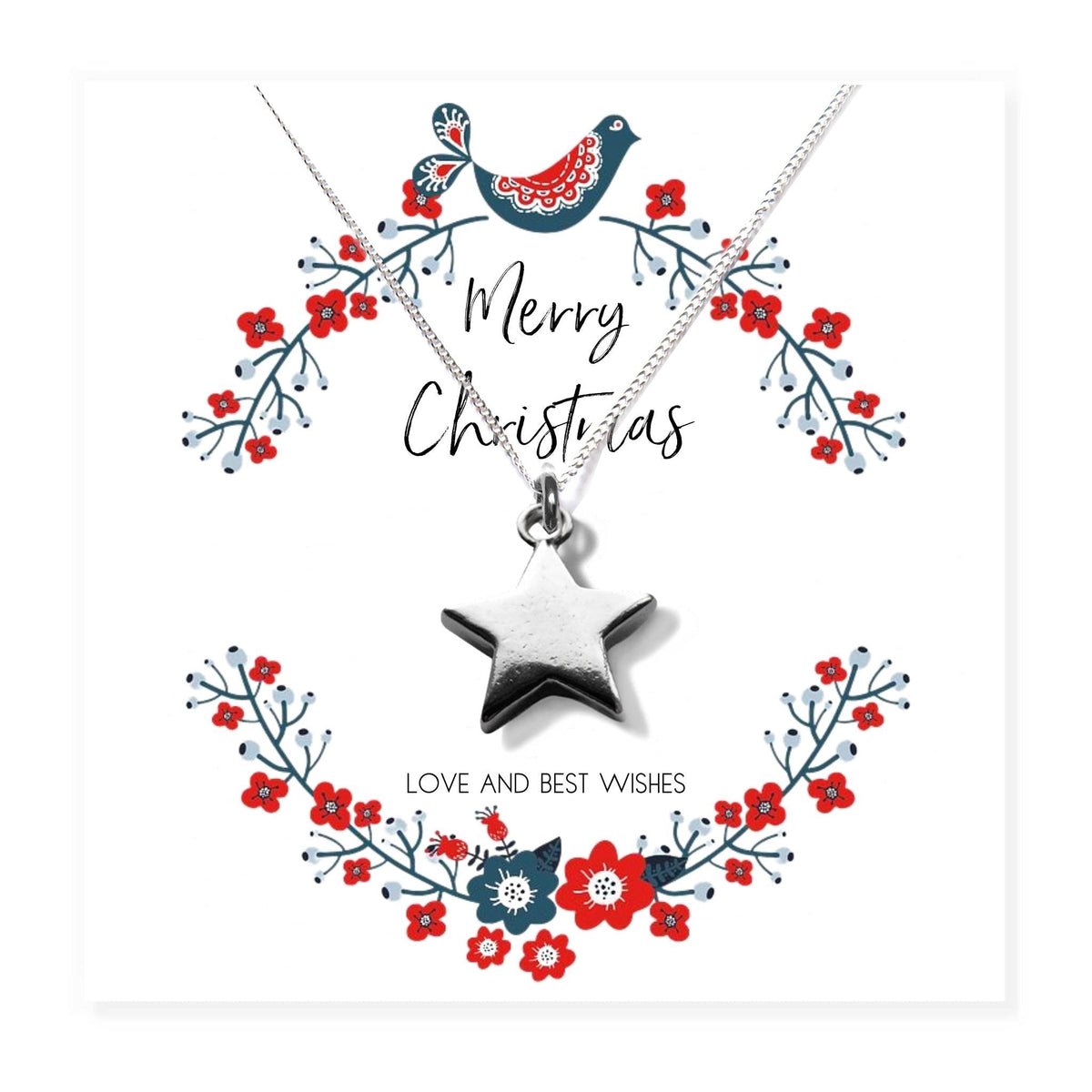Christmas Star Necklace Gift Box, Silver Star Jewellery &amp; Chocolates