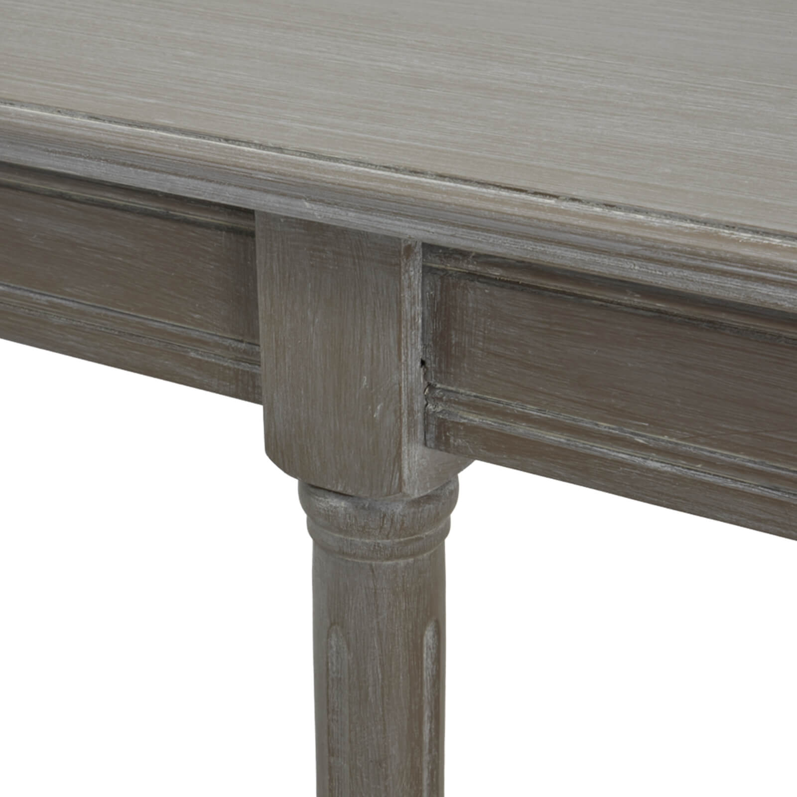 Grey Rattan Console Table with Wooden Top