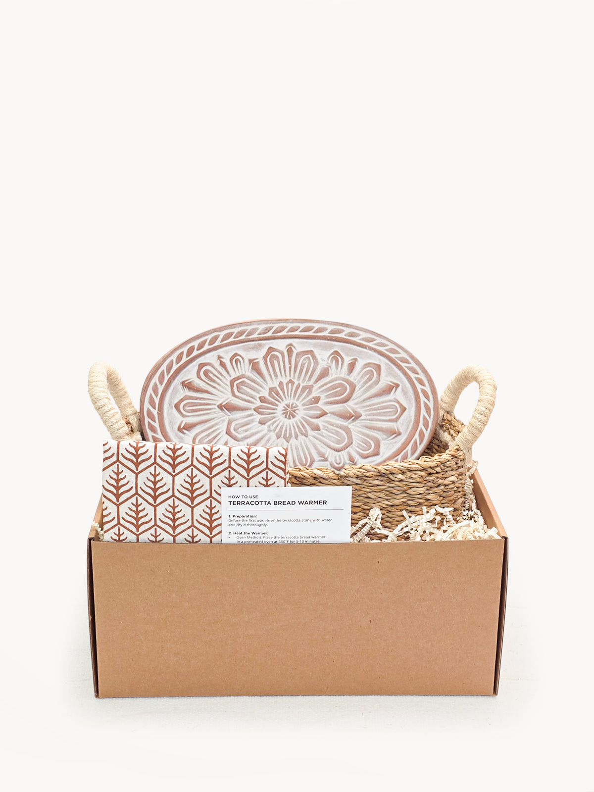 Bread Warmer &amp; Basket Gift Set with Tea Towel - Flower