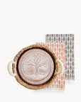 Bread Warmer & Basket Gift Set with Tea Towel - Tree of Life Round