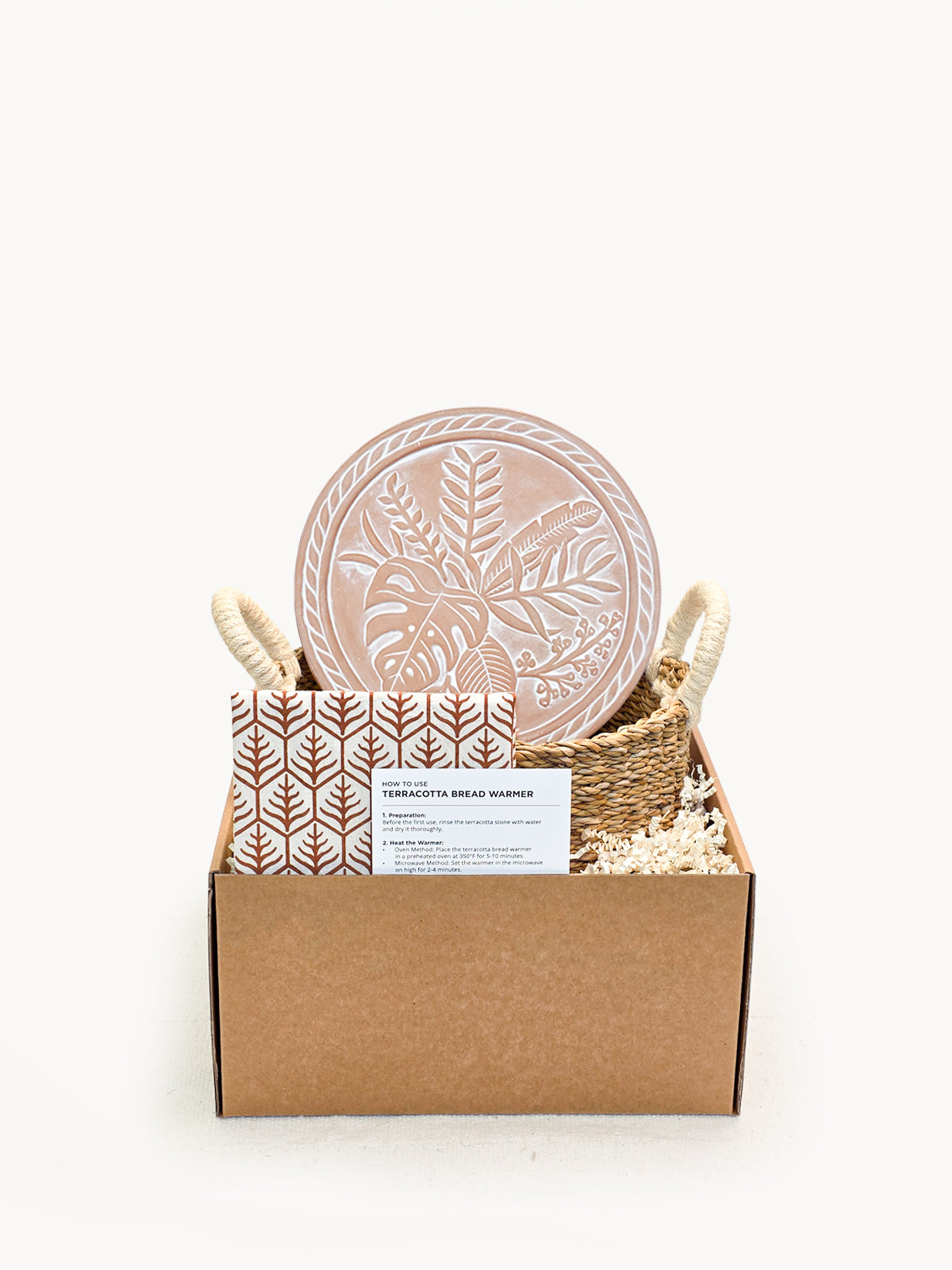 Bread Warmer & Basket Gift Set with Tea Towel - Plant Round-0