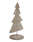 Handwoven Wicker Christmas Tree Ornament in Warm Brown