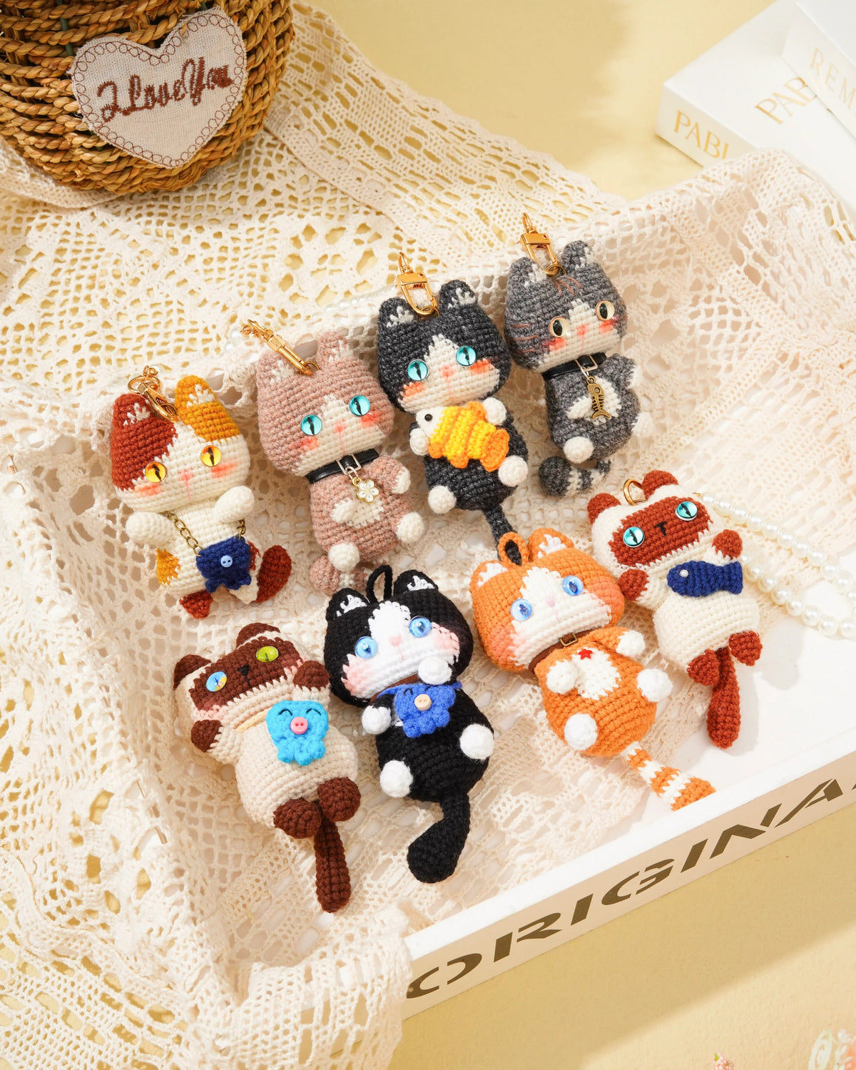 Pancake Cats Bag Charms - Shetland Wool