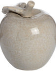 Handcrafted crackle-glazed ceramic apple ornament in antique grey, 14cm, with textured surface for elegant home decor. by RoomLondon at brixbailey.com