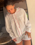 Red Ruffle Short Muslin Pyjamas