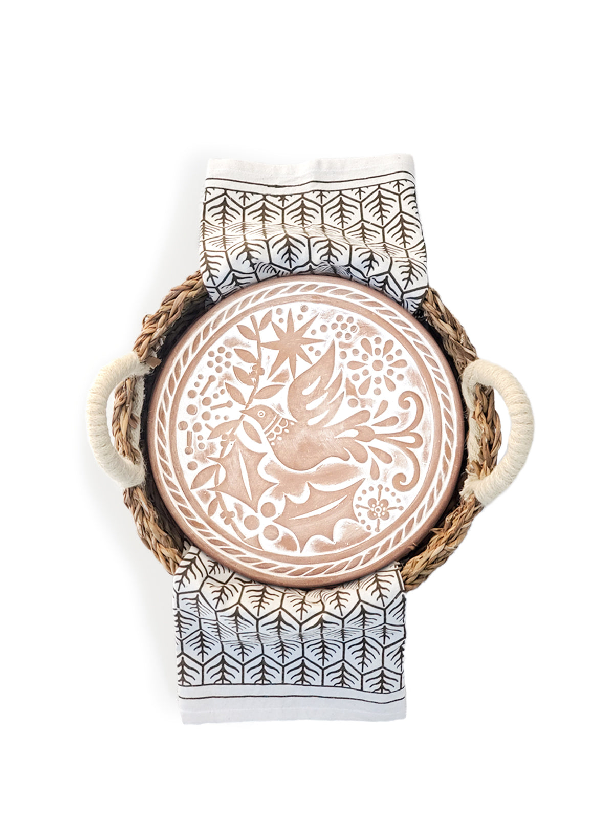 Bread Warmer & Basket Gift Set with Tea Towel - Bird Round-5