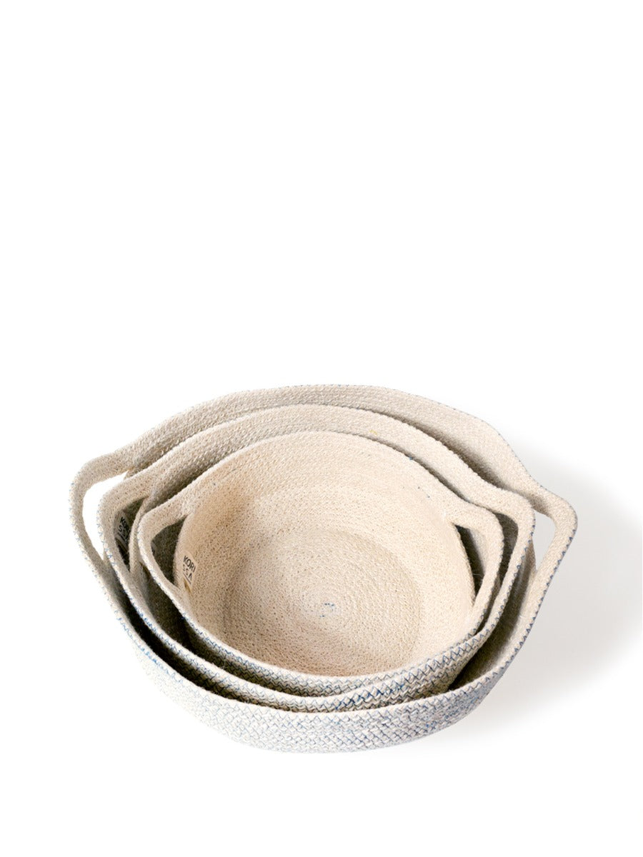 Blue Fruit Bowl Handwoven Jute Basket