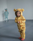 Eared Jumpsuit for Babies and Kids - Yellow with Clouds