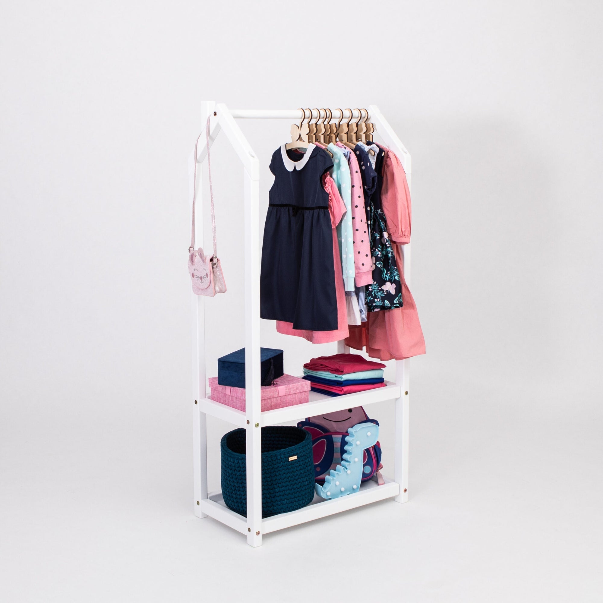 House Shaped Clothes Rack with Storage