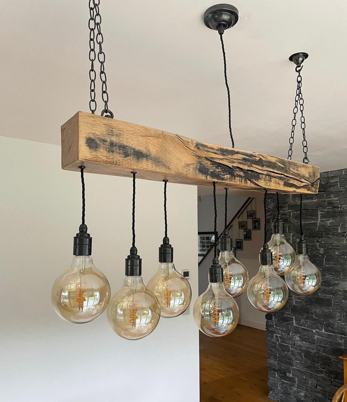 Oak Beam Chandelier | Rustic Kitchen Island &amp; Dining Lighting UK