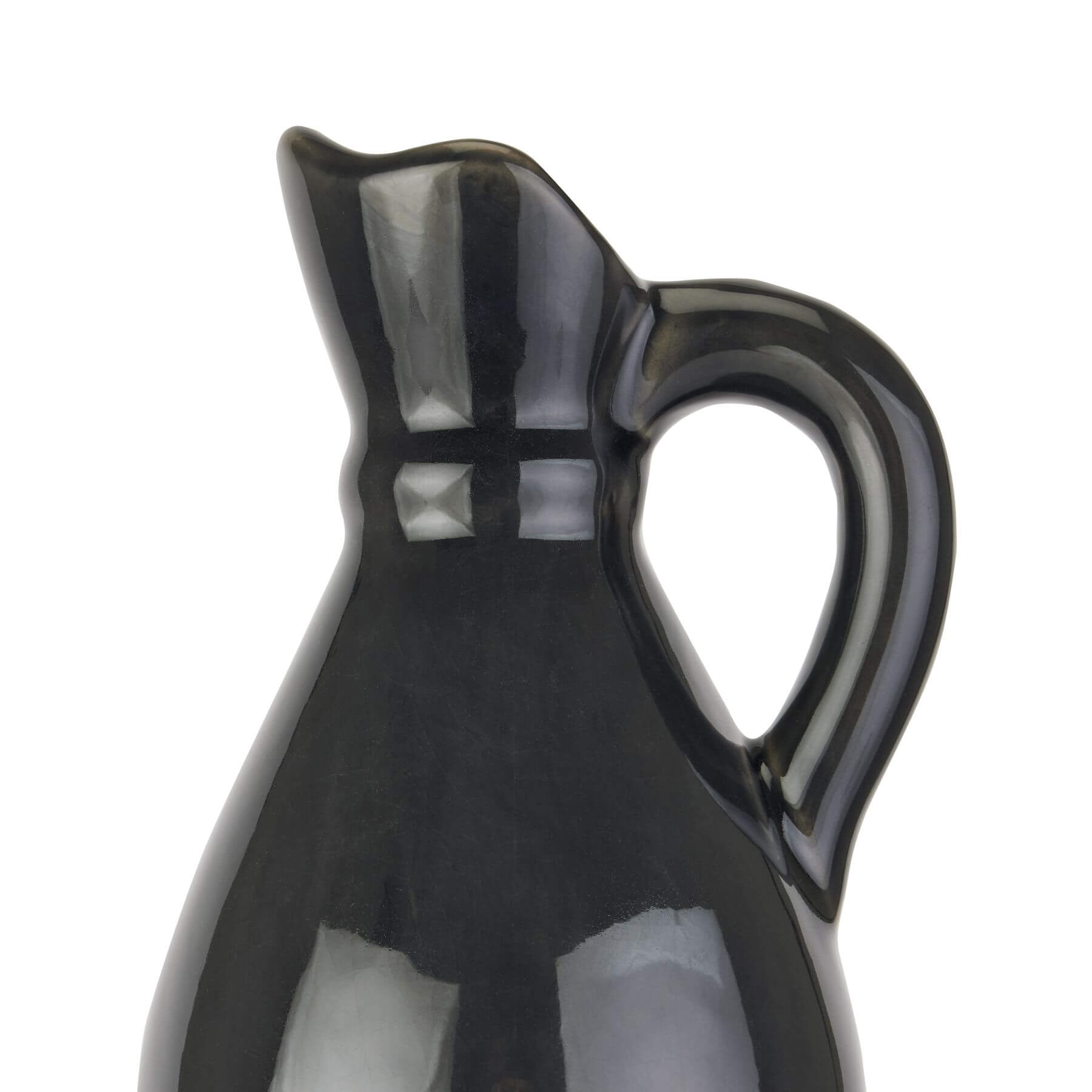 Handcrafted navy ceramic jug with two-tone glaze, 46cm tall, rustic stoneware vase for floral decor by Sostter at brixbailey.com