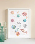 Personalised Watercolour Planets and Outer Space Print