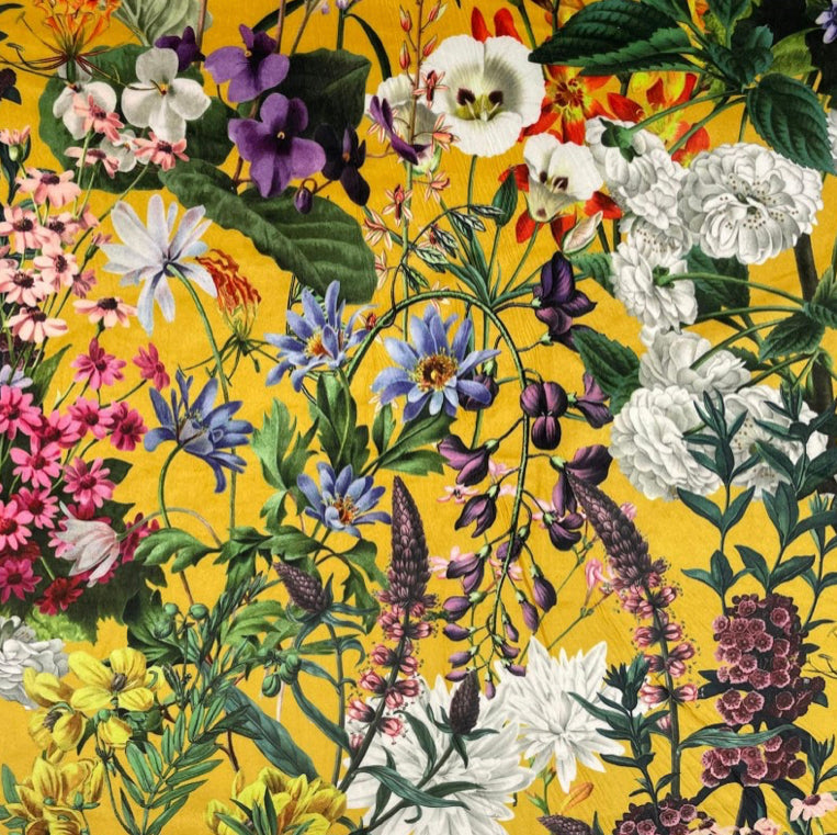 Mustard flowers Velvet cone lampshade, extra tall lampshade